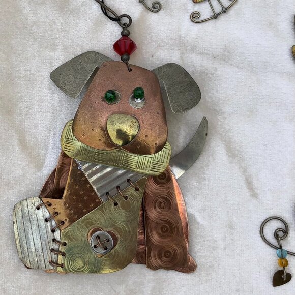 Chico's Mixed Metal Cat Dog Ornaments gold copper silver Beading NWT Lot 3 - Picture 6 of 10